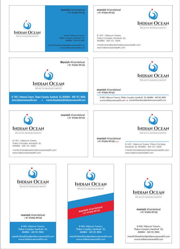 Various Business Card Samples - Indian Ocean :: Wealth Advisory