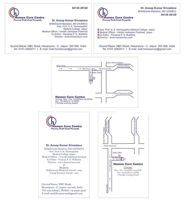 Various Visiting Card Samples - Homeo Cure Center