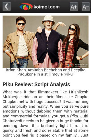 Movie Review - Koimoi Mobile App