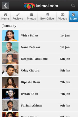 Listing with Images - Koimoi Mobile App