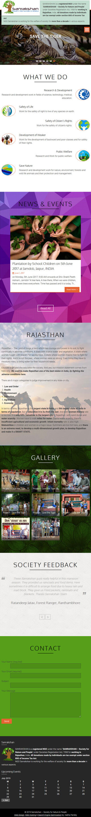 Single Page Website for Sanrakshan NGO