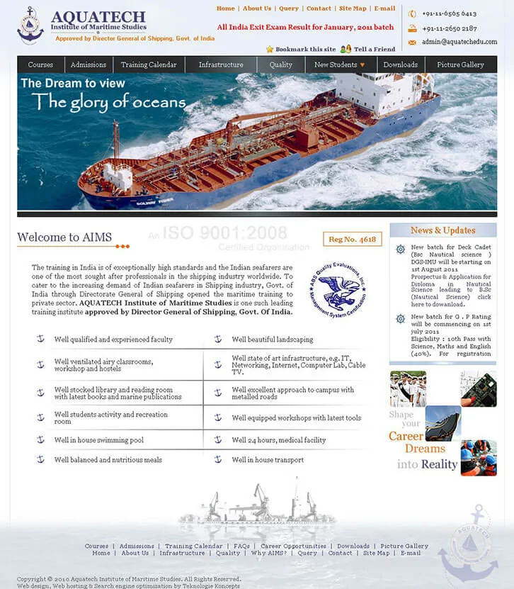Website for a Maritime Institute - AquaTechEdu.com