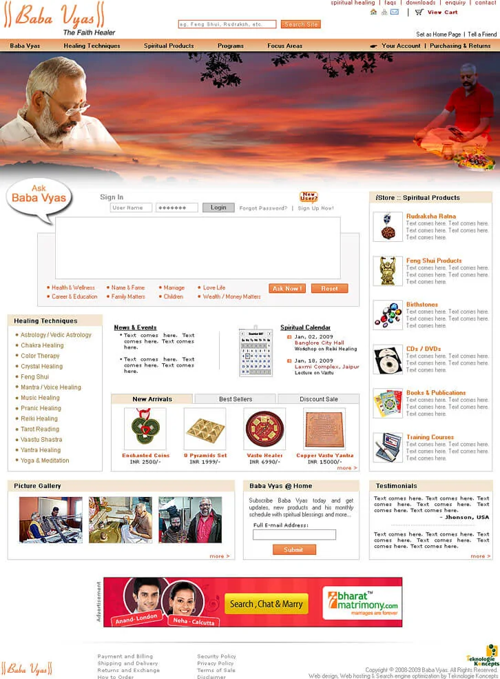 Astrology Solutions and Product Sell Website Concept - Baba Vyas