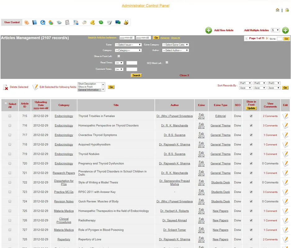 Custom CMS Article Listing and Search Design - Homeorizon.com