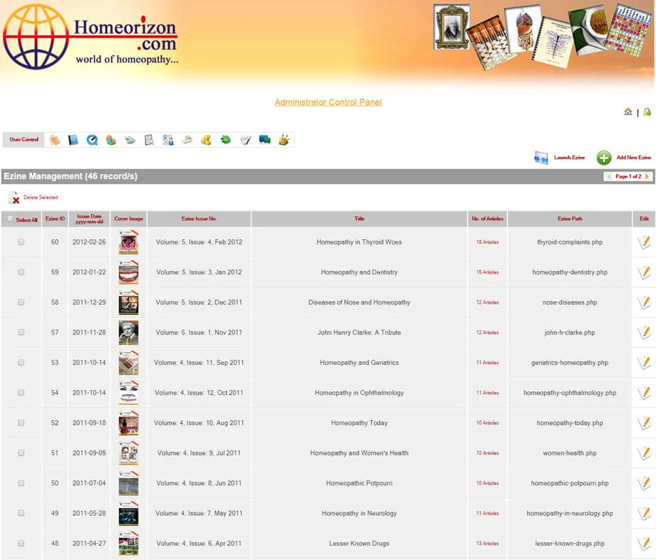 Custom CMS E-Magazine Listing Design - Homeorizon.com