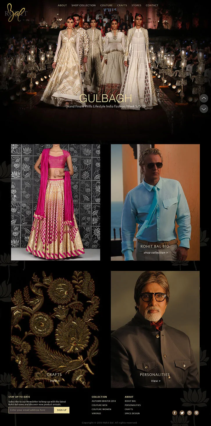 Portfolio and E-Commerce Website for Famous Indian Fashion Designer - RohitBal.com