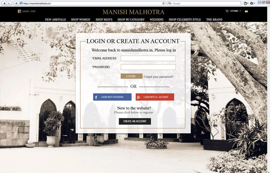Login Page Design and Development - ManishMalhotra.in