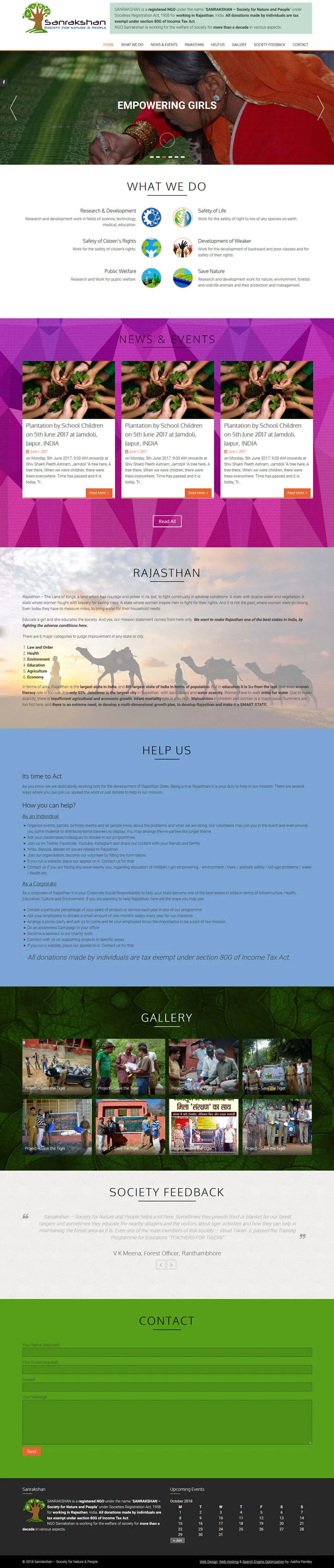 Single Page Website for Sanrakshan NGO