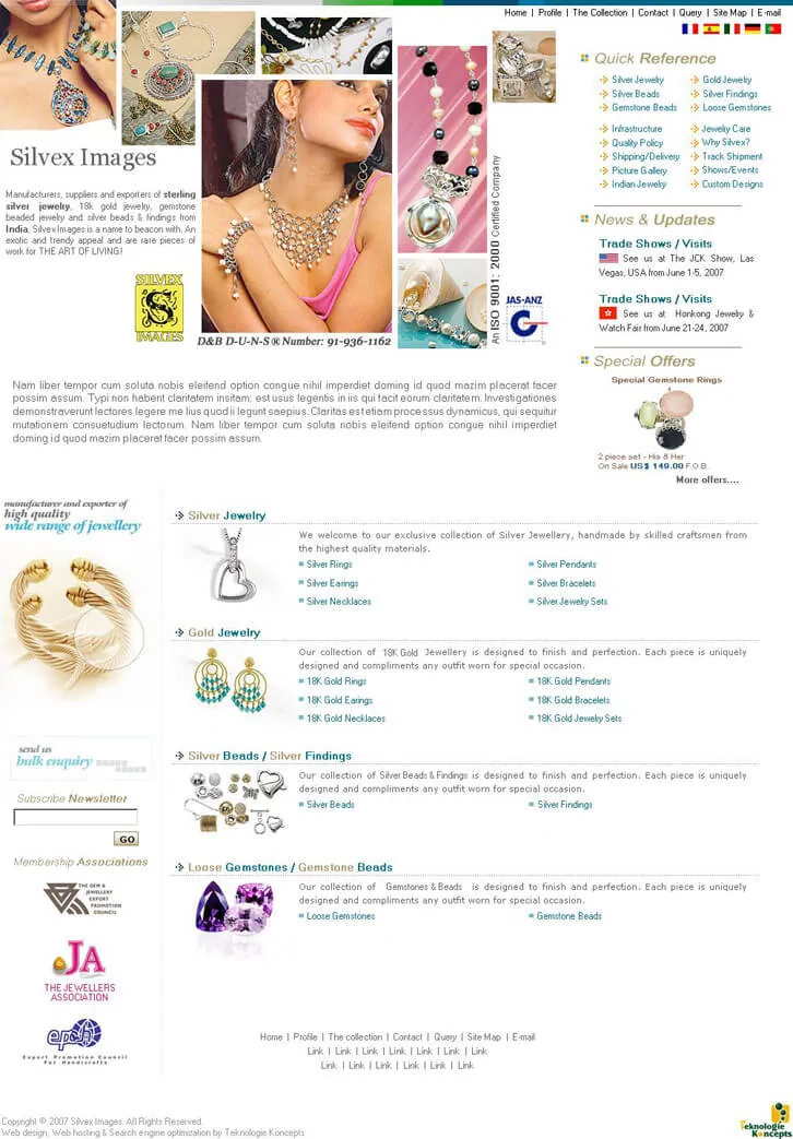 Concept for Jewelry Store Website - Silvex Images