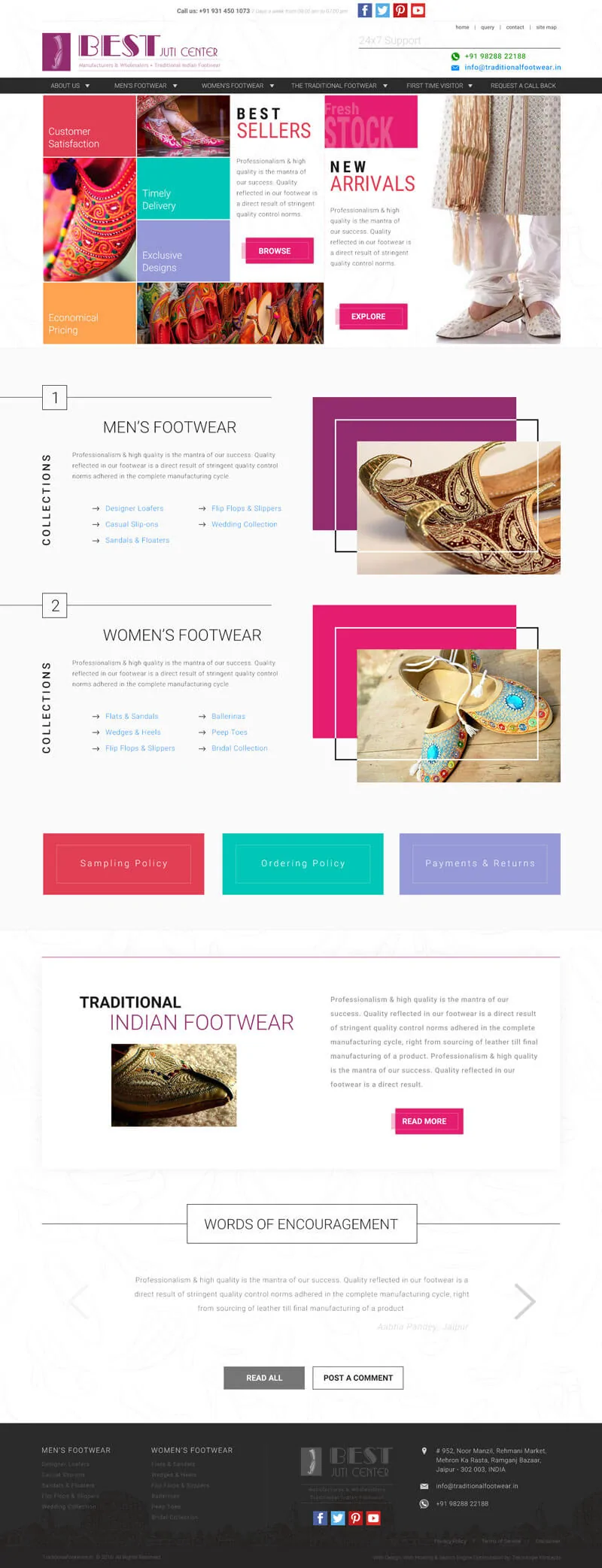 Static Content Website Yet Dynamic Feel - TraditionalFootwear.in