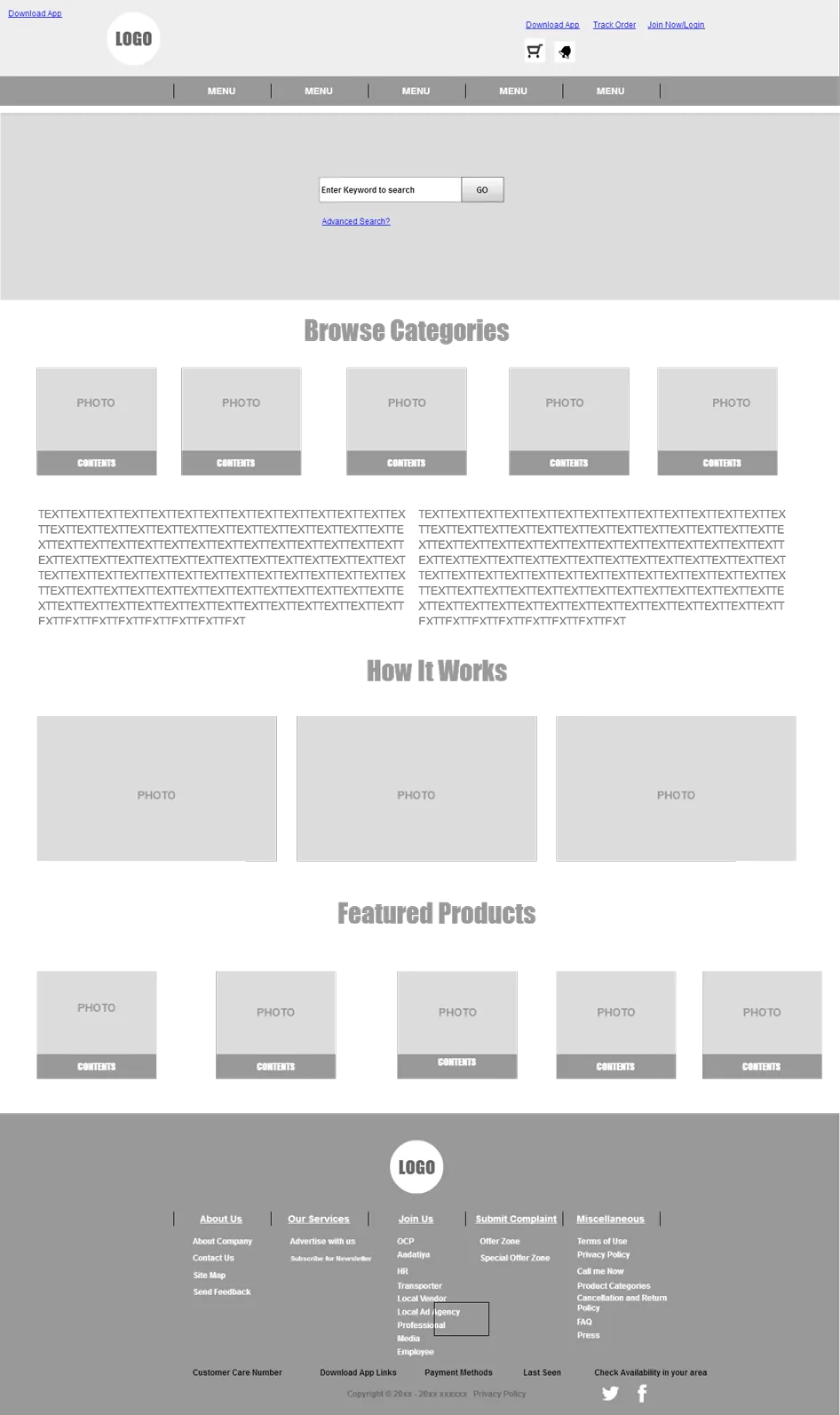 Wireframe Homepage